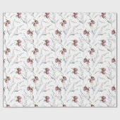 Rustikale Wasserfarbe Rote Winterfrüchte und Blätt Geschenkpapier (Flach)