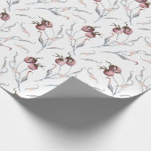 Rustikale Wasserfarbe Rote Winterfrüchte und Blätt Geschenkpapier (Ecke)