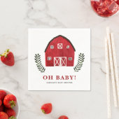 Rustikale Wasserfarbe Rotes Scheunen-Baby-Shower i Serviette (Beispiel)