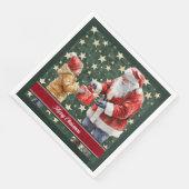 Rustikale Wasserfarbe Santa Claus Abendessen Napki Serviette (Ecke)