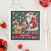Rustikale Wasserfarbe Santa Claus Abendessen Napki Serviette (Beispiel)