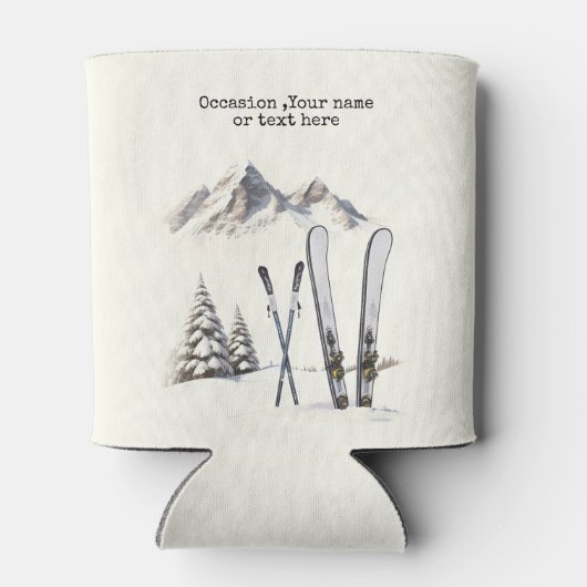 Rustikale Wasserfarbe Schneeberg Winter Dosenkühler (Rückseite)