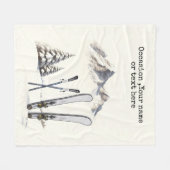 Rustikale Wasserfarbe Schneeberg Winter Fleecedecke (Vorderseite (Horizontal))