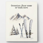 Rustikale Wasserfarbe Schneeberg Winter Fotoplatte (Vorderseite)