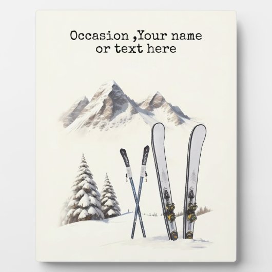 Rustikale Wasserfarbe Schneeberg Winter Fotoplatte (Vorderseite)