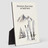 Rustikale Wasserfarbe Schneeberg Winter Fotoplatte (Seite)