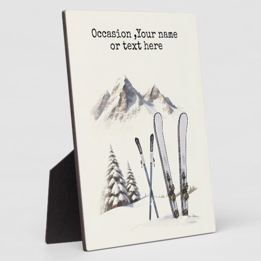 Rustikale Wasserfarbe Schneeberg Winter Fotoplatte (Seite)