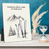 Rustikale Wasserfarbe Schneeberg Winter Fotoplatte (Seite)