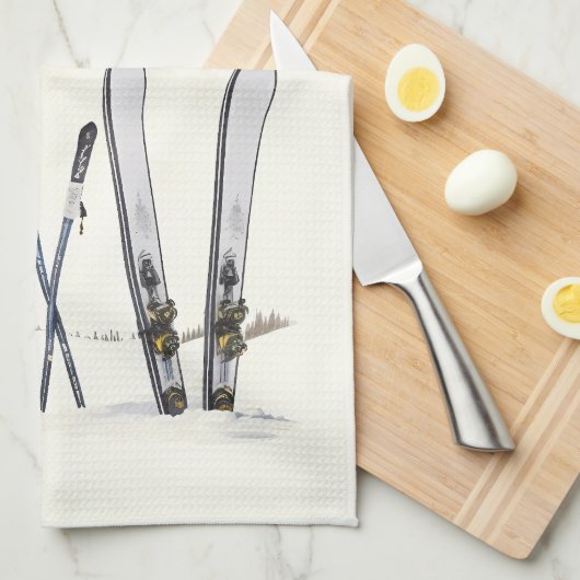 Rustikale Wasserfarbe Schneeberg Winter Geschirrtuch (Viertel Falte)