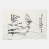 Rustikale Wasserfarbe Schneeberg Winter Geschirrtuch (Horizontal)