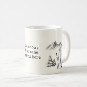 Rustikale Wasserfarbe Schneeberg Winter Kaffeetasse (VorderseiteRechts)