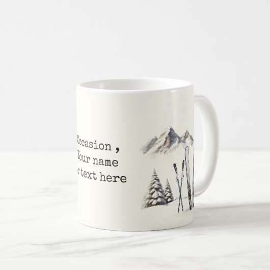 Rustikale Wasserfarbe Schneeberg Winter Kaffeetasse (VorderseiteRechts)