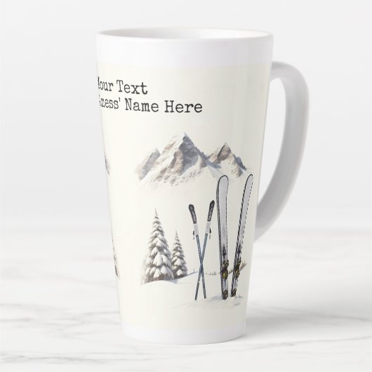 Rustikale Wasserfarbe Schneeberg Winter Milchtasse (Rechte Ecke)