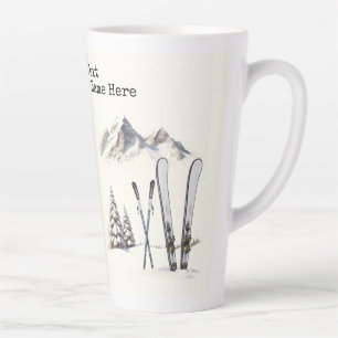 Rustikale Wasserfarbe Schneeberg Winter Milchtasse
