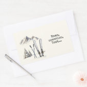 Rustikale Wasserfarbe Schneeberg Winter Rechteckiger Aufkleber (Umschlag)