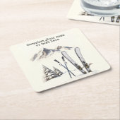 Rustikale Wasserfarbe Schneeberg Winter Rechteckiger Pappuntersetzer (angewinkelt)