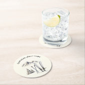 Rustikale Wasserfarbe Schneeberg Winter Runder Pappuntersetzer (Vor Ort)