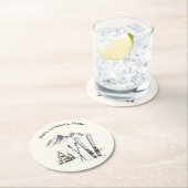 Rustikale Wasserfarbe Schneeberg Winter Runder Pappuntersetzer (Vor Ort)