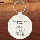 Rustikale Wasserfarbe Schneeberg Winter Schlüsselanhänger (Rückseite)