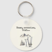 Rustikale Wasserfarbe Schneeberg Winter Schlüsselanhänger (Rückseite)