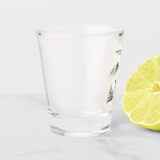 Rustikale Wasserfarbe Schneeberg Winter Schnapsglas (Links)