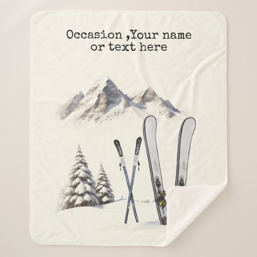 Rustikale Wasserfarbe Schneeberg Winter Sherpadecke (Vorderseite)