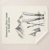 Rustikale Wasserfarbe Schneeberg Winter Sherpadecke (Vorderseite (Horizontal))