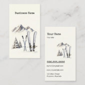 Rustikale Wasserfarbe Schneeberg Winter Visitenkarte (Vorne/Hinten)