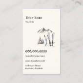 Rustikale Wasserfarbe Schneeberg Winter Visitenkarte (Rückseite)