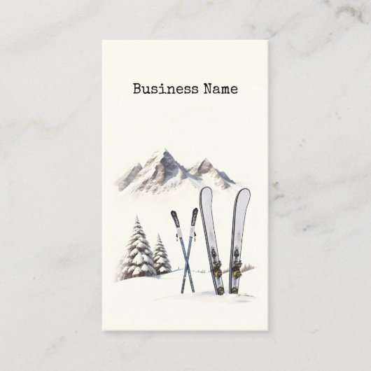 Rustikale Wasserfarbe Schneeberg Winter Visitenkarte (Vorderseite)