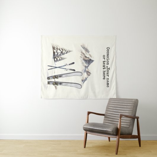 Rustikale Wasserfarbe Schneeberg Winter Wandteppich (Beispiel (Horizontal))