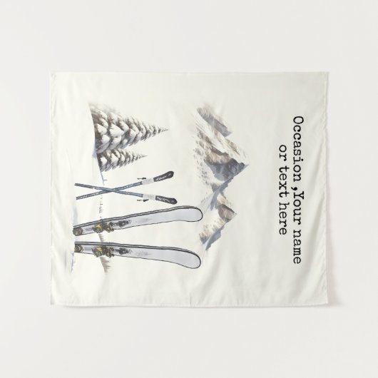 Rustikale Wasserfarbe Schneeberg Winter Wandteppich (Vorderseite (Horizontal))