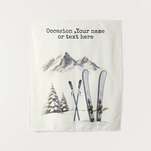 Rustikale Wasserfarbe Schneeberg Winter Wandteppich (Vorderseite)