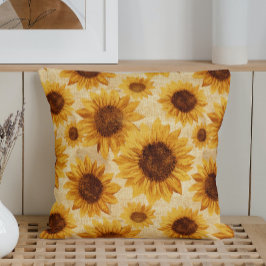 Rustikale Wasserfarbe Sonnenblumen Kissen