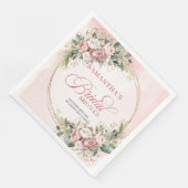 Rustikale Wasserfarbe Staubrosa Florale Brautparty Serviette (Ecke)