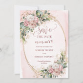 Rustikale Wasserfarbe Staubrosa Florale Save The D Date (Vorderseite)