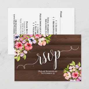 Rustikale Wasserfarbe-Stiefmütterchen auf Scheunen RSVP Karte