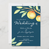 Rustikale Wasserfarbe Süße Pfirsiche Hochzeit Einladung (Vorderseite)