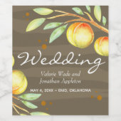 Rustikale Wasserfarbe Süße Pfirsiche Hochzeit Weinetikett (Einzelnes Label)