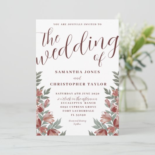 Rustikale Wasserfarbe Terracotta Einladung (Stehend Vorderseite)