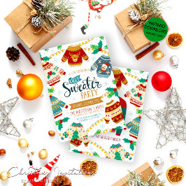Rustikale Wasserfarbe Ugly Sweater Weihnachts-Part Einladung