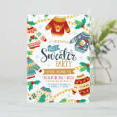 Rustikale Wasserfarbe Ugly Sweater Weihnachts-Part Einladung (Stehend Vorderseite)