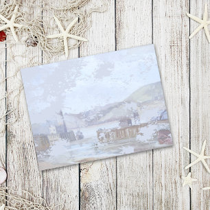 Rustikale Wasserfarbe Vintage Nebeliger Hafen Postkarte