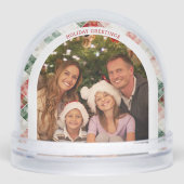 Rustikale Wasserfarbe Weihnachten Kariertes Foto S Schneekugeln (Vorderseite)