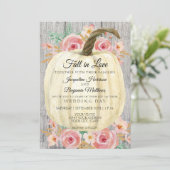 Rustikale Wasserfarbe Weißer Kürbis Einladung (Stehend Vorderseite)