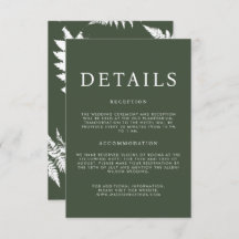 Rustikale Wasserfarbe Wild Fern Hochzeitdetails