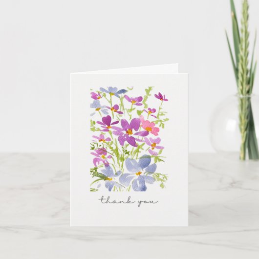 Rustikale Wasserfarbe-Wildblumen-Dankeschön Dankeskarte (Vorderseite)