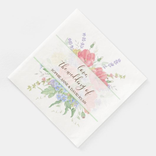 Rustikale Wasserfarbe Wilde Blume Hochzeit Serviette (Ecke)