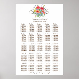 Rustikale Wasserfarbe Wilde Blume Sitzplan 250 Poster