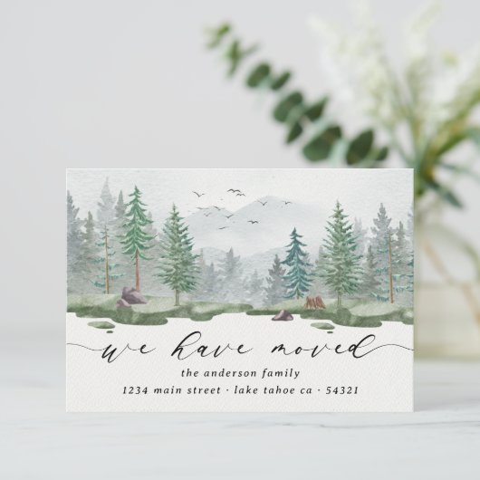 Rustikale Wasserfarbe Wir haben Skriptkiefernbäume Ankündigung (Stehend Vorderseite)